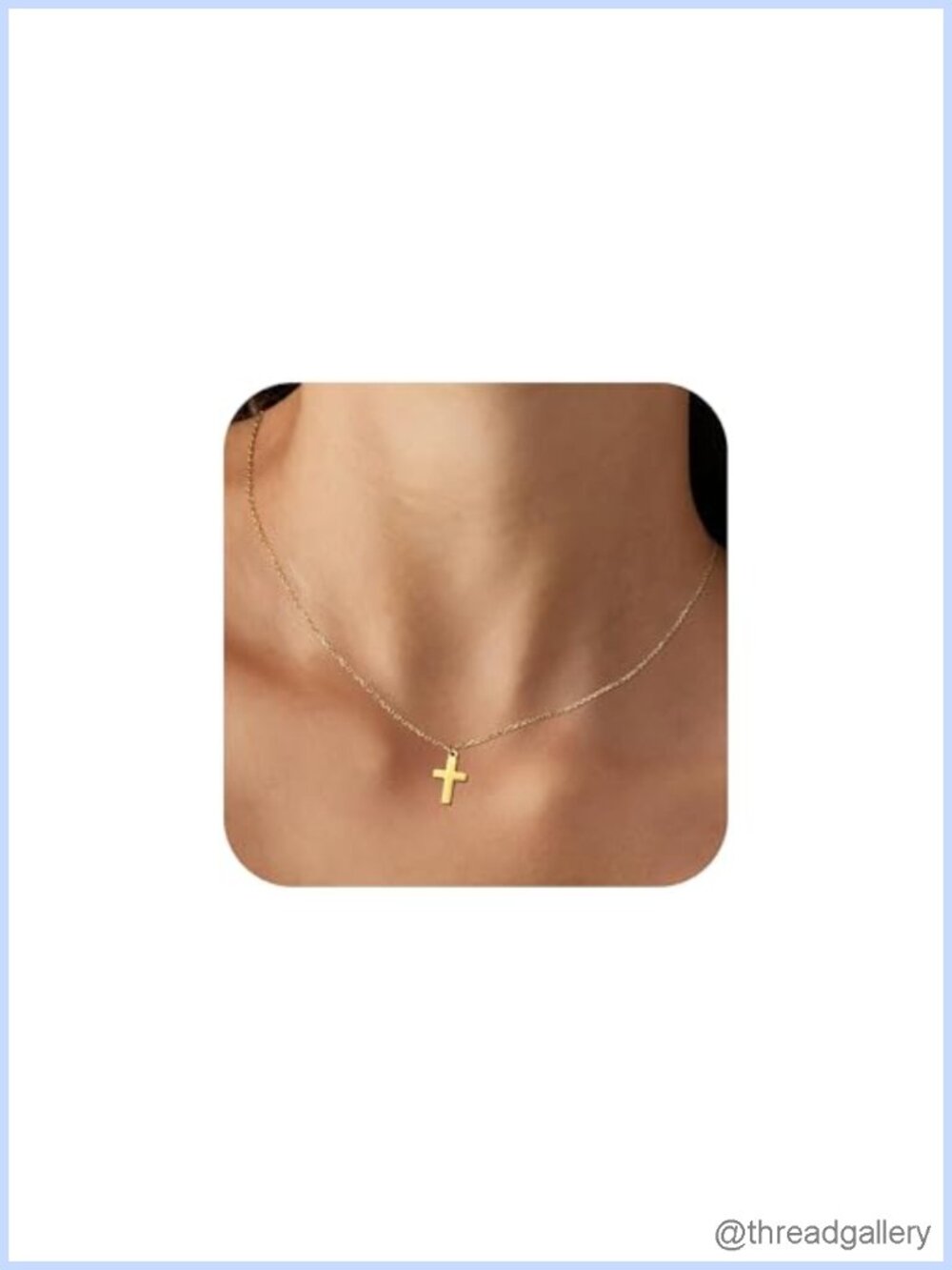 Sterling Silver Cross Necklace 14K Gold Plated Dainty Pendant Choker Womens